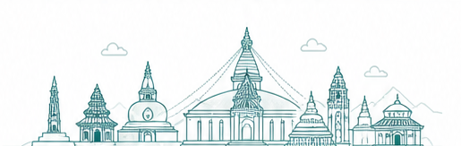 Nepal heritage skyline line art